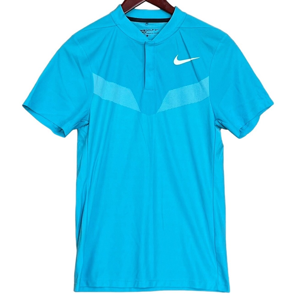 Nike Golf Polo Shirt Womens Small Blue Green 1/4 Snap Geo Tennis Country Club